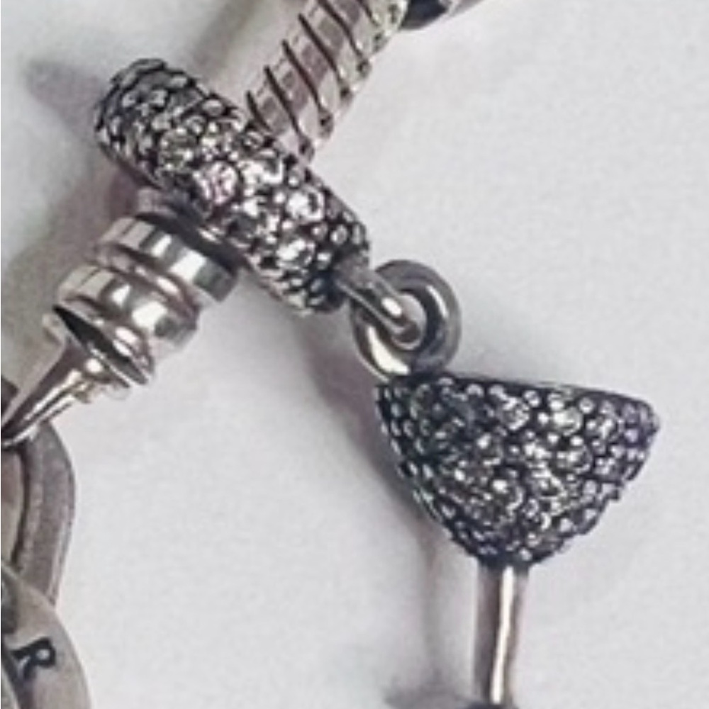 Pandora Silver Charm Bracelet with Black Accents